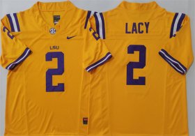 Men\'s LSU Tigers #2 Kyren Lacy Yellow F.U.S.E. Stitched Jersey