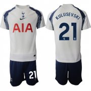 Cheap Men's Tottenham Hotspur #21 Dejan Kulusevski 2025-26 White Home Soccer Jersey Suit