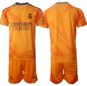 Men\'s Real Madrid Custom 24-25 Orange Away Soccer Jersey Suit