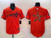 Cheap Men's Houston Astros Team Big Logo Orange 2025 City Connect With Texas Patch Limited Stitched Baseball Jersey