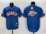 Cheap Men's Oklahoma City Thunder Team Big Logo Blue 2025 Finals Vapor Stitched Baseball Jersey