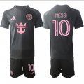 Youth Inter Miami CF #10 Lionel Messi 2025 Black Away Soccer Jersey Suit Cheap Wholesale