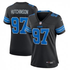 Cheap Women\'s Detroit Lions #97 Aidan Hutchinson Black 2nd Alternate Stitched Jersey(Run Smaller)