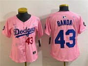 Cheap Women's Los Angeles Dodgers #43 Anthony Banda Pink 2025 Tokyo Series Limited Stitched Baseball Jersey(Run Small)