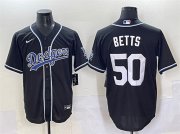 Cheap Men's Los Angeles Dodgers #50 Mookie Betts Black Fashion Stitched Baseball Jersey
