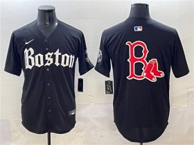 Men\'s Boston Red Sox Team Big Logo Black Gothic Vapor Limited Stitched Baseball Jersey Cheap