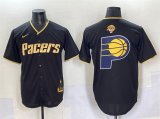 Cheap Men's Indiana Pacers Team Big Logo Black Gold 2025 Finals Vapor Stitched Baseball Jersey
