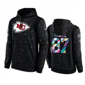 Wholesale Cheap Men\'s Kansas City Chiefs #87 Travis Kelce 2021 Charcoal Crucial Catch Therma Pullover Hoodie
