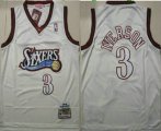 Wholesale Cheap Men's Philadelphia 76ers #3 Allen Iverson 1995-96 Cream Hardwood Classics Soul Swingman Throwback Jersey