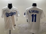 Men's Los Angeles Dodgers #11 Roki Sasaki White Cool Base Stitched Baseball Jersey Cheap