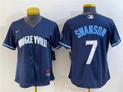 Women's Chicago Cubs #7 Dansby Swanson Navy City Connect Stitched Jersey Cheap