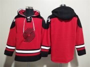 Cheap Men's Portland Trail Blazers Blank Red Lace-Up Pullover Hoodie
