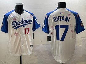 Men\'s Los Angeles Dodgers #17 Shohei Ohtani White Royal 2025 Tokyo Series Limited Stitched Baseball Jersey Cheap