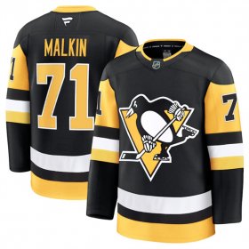 Men\'s Pittsburgh Penguins #71 Evgeni Malkin Black 2024-25 Home Stitched Hockey Jersey