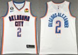 Cheap Men's Oklahoma City Thunder #2 Shai Gilgeous-Alexander White With NO.6 Patch Stitched Basketball Jersey