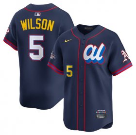 Cheap Men\'s American League #5 Jacob Wilson Navy 2025 All-Star Edition Limited Stitched Baseball Jersey