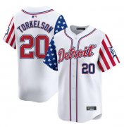 Cheap Men's Detroit Tigers #20 Spencer Torkelson White 2025 Independence Day Vapor Premier Limited Stitched Baseball Jersey