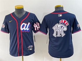 Cheap Women\'s American League New York Yankees Team Big Logo Navy 2025 All-Star Edition Limited Stitched Baseball Jersey(Run Small)