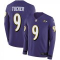 Wholesale Cheap Nike Ravens #9 Justin Tucker Purple Team Color Men's Stitched NFL Limited Therma Long Sleeve Jersey