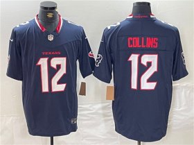 Cheap Men\'s Houston Texans #12 Nico Collins Navy F.U.S.E. Vapor Limited Football Stitched Jersey