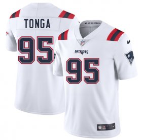 Men\'s New England Patriots #95 Khyiris Tonga White 2025 Vapor Limited Football Stitched Jersey Cheap