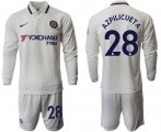 Wholesale Cheap Chelsea #28 Azpilicueta Away Long Sleeves Soccer Club Jersey