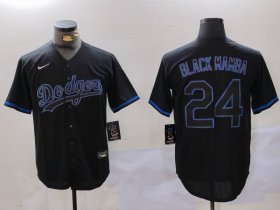 Cheap Men\'s Los Angeles Dodgers #24 Kobe Bryant Black Mamba Lights Out Black Fashion Stitched Cool Base Jerseys