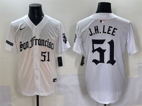 Cheap Men\'s San Francisco Giants #51 Jung Hoo Lee White \'Gothic Fog Edition\' Vapor Premier Limited Stitched Baseball Jersey