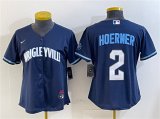 Women's Chicago Cubs #2 Nico Hoerner Navy City Connect Stitched Jersey Cheap