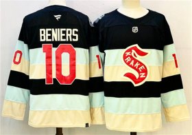 Men\'s Seattle Kraken #10 Matty Beniers Deep Sea Blue Winter Classic Stitched Hockey Jersey