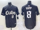 Cheap Men's Chicago Cubs #8 Ian Happ Black 'Gothic North Side Edition' Vapor Premier Limited Stitched Baseball Jersey