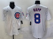Cheap Men's Chicago Cubs #8 Ian Happ White Cool Base Stitched Baseball Jersey