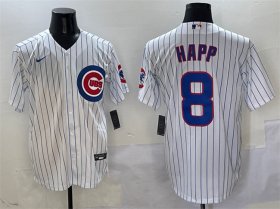 Cheap Men\'s Chicago Cubs #8 Ian Happ White Cool Base Stitched Baseball Jersey