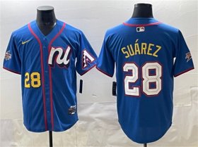 Cheap Men\'s National League #28 Eugenio Suarez Blue 2025 All-Star Edition Limited Stitched Baseball Jersey