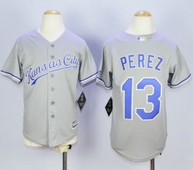 Wholesale Cheap Royals #13 Salvador Perez Grey Cool Base Stitched Youth MLB Jersey