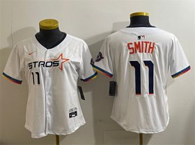 Cheap Women\'s Houston Astros #11 Cam Smith White 2025 City Connect Limited Stitched Baseball Jersey(Run Small)