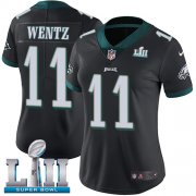 Wholesale Cheap Nike Eagles #11 Carson Wentz Black Alternate Super Bowl LII Women's Stitched NFL Vapor Untouchable Limited Jersey