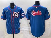 Cheap Men's National League Cincinnati Reds Team Big Logo Blue 2025 All-Star Edition Limited Stitched Baseball Jersey