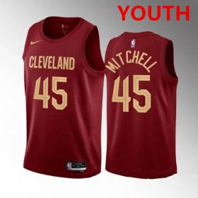 Youth Cleveland Cavaliers #45 Donovan Mitchell Red Stitched Jersey Cheap