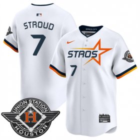 Men\'s Houston Astros #7 C.J. Stroud White 2025 City Connect Limited Stitched Baseball Jersey Cheap
