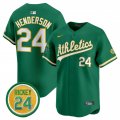 Men's Oakland Athletics #24 Rickey Henderson Green 2024 Limited With Rickey Henderson Patch Stitched Jersey Cheap