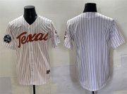 Cheap Men's Texas Longhorns Blank White Pinstripe 2025 World Series & SEC Patch Stitched Jersey