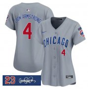 Women's Chicago Cubs #4 Pete Crow-Armstrong Gray 'Ryne Sandberg Tribute' Vapor Limited V3 Stitched Baseball Jersey(Run Small) Cheap Wholesale