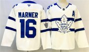 Cheap Men's Toronto Maple Leafs #16 Mitchell Marner White With A Patch Stadium Series Stitched Jersey