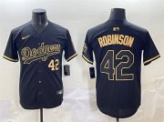 Cheap Men's Los Angeles Dodgers #42 Jackie Robinson Black Gold Limited Stitched Jersey