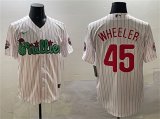 Men's Philadelphia Phillies #45 Zack Wheeler White Phanatic Cool Base Stitched Jersey Cheap