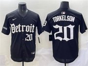 Cheap Men's Detroit Tigers #20 Spencer Torkelson Black'Motor Gothic Edition' Vapor Premier Limited Stitched Baseball Jersey