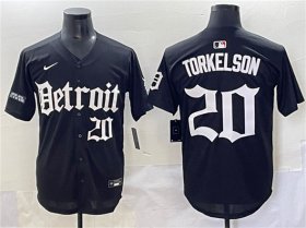 Cheap Men\'s Detroit Tigers #20 Spencer Torkelson Black\'Motor Gothic Edition\' Vapor Premier Limited Stitched Baseball Jersey