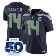 Men's Seattle Seahawks #14 Sam Darnold Navy 2025 F.U.S.E. 50th Anniversary Patch Vapor Limited Football Stitched Jersey Cheap Wholesale