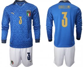 Wholesale Cheap Men 2021 European Cup Italy home Long sleeve 3 soccer jerseys